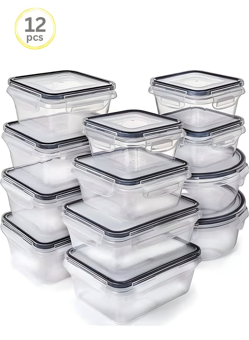 Food Containers BPA-Free Locking lids Food Storage Container 100% Leakproof Food Storage Container Plastic Set 12-Piece Stackable Kitchen Organizer  Microwave Freezer Dishwasher Safe - Image 1