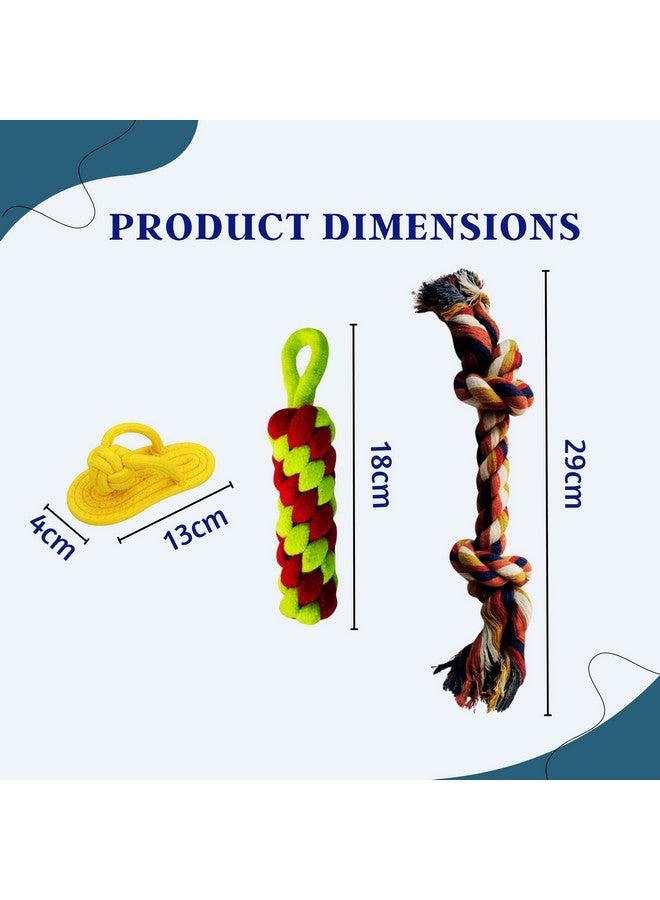 Generic 6 In 1 Squeaky And Chew Rope Dog Toy Combo - (2Knot Rope + 3Knot Rope + Slipper + Corn Stick + Claw Ball + Black Eagle) | Chewing, Playing, & Teething For Small Dogs And Puppies  - Image 2