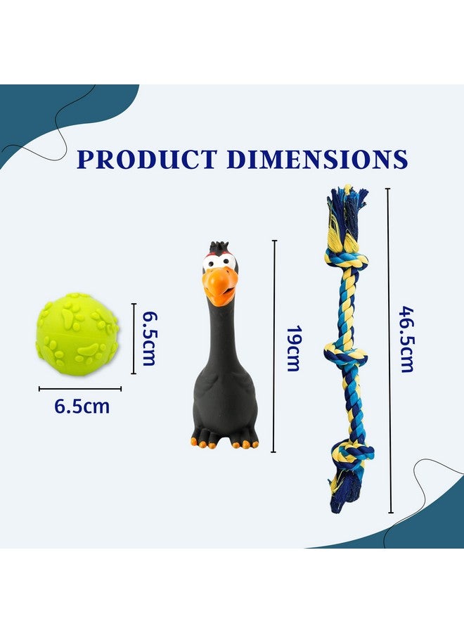 Generic 6 In 1 Squeaky And Chew Rope Dog Toy Combo - (2Knot Rope + 3Knot Rope + Slipper + Corn Stick + Claw Ball + Black Eagle) | Chewing, Playing, & Teething For Small Dogs And Puppies  - Image 3
