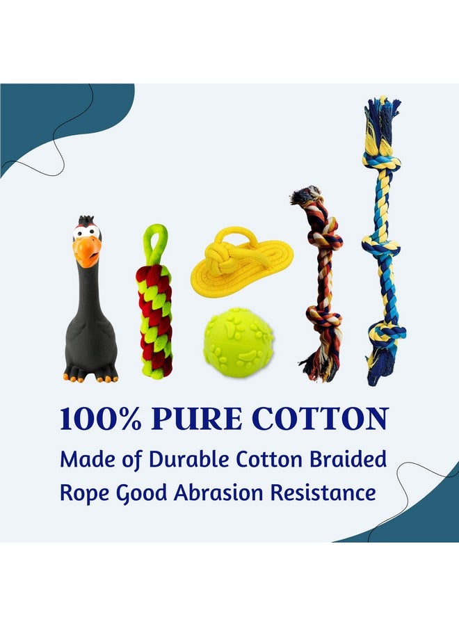 Generic 6 In 1 Squeaky And Chew Rope Dog Toy Combo - (2Knot Rope + 3Knot Rope + Slipper + Corn Stick + Claw Ball + Black Eagle) | Chewing, Playing, & Teething For Small Dogs And Puppies  - Image 4