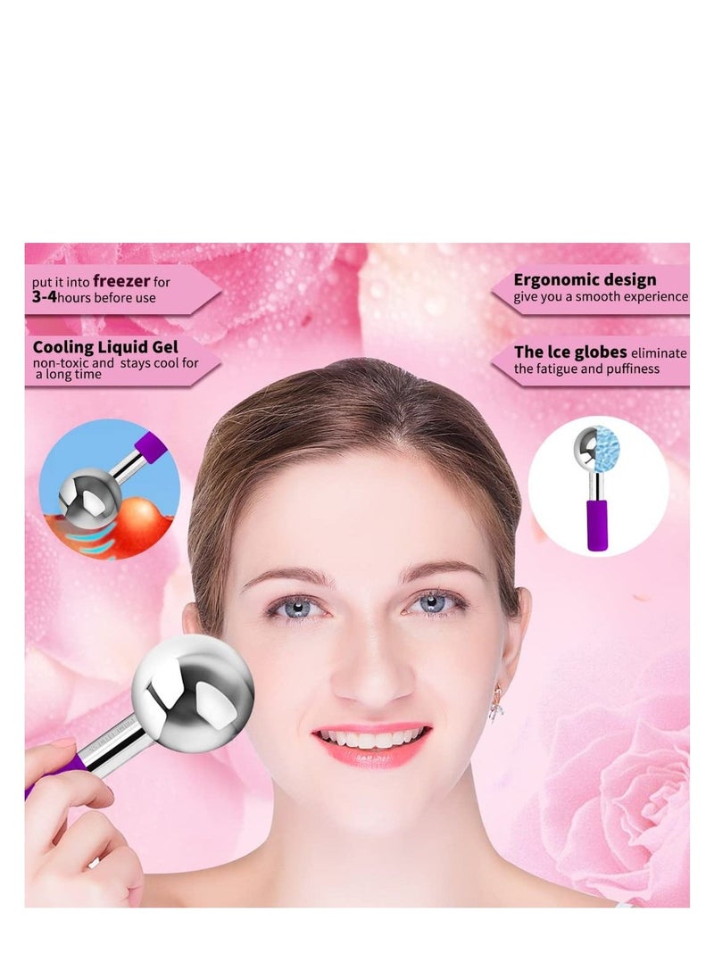 PRIME Fitness - Ice Globes for Facials Unbreakable Steel Cooling Roller Cryo Sticks for Face Massager for Face Neck & Eyes Skin Care for Dark Circles Puffiness Wrinkles Collagen Production Purple - Image 1