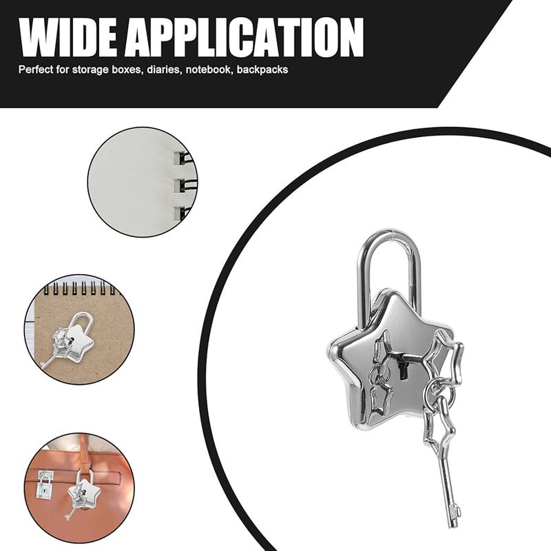 Artibetter 2 Pack Star Shape Padlocks with Keys for Jewelry Box Cabinet Travel Diary Decorative - Image 5