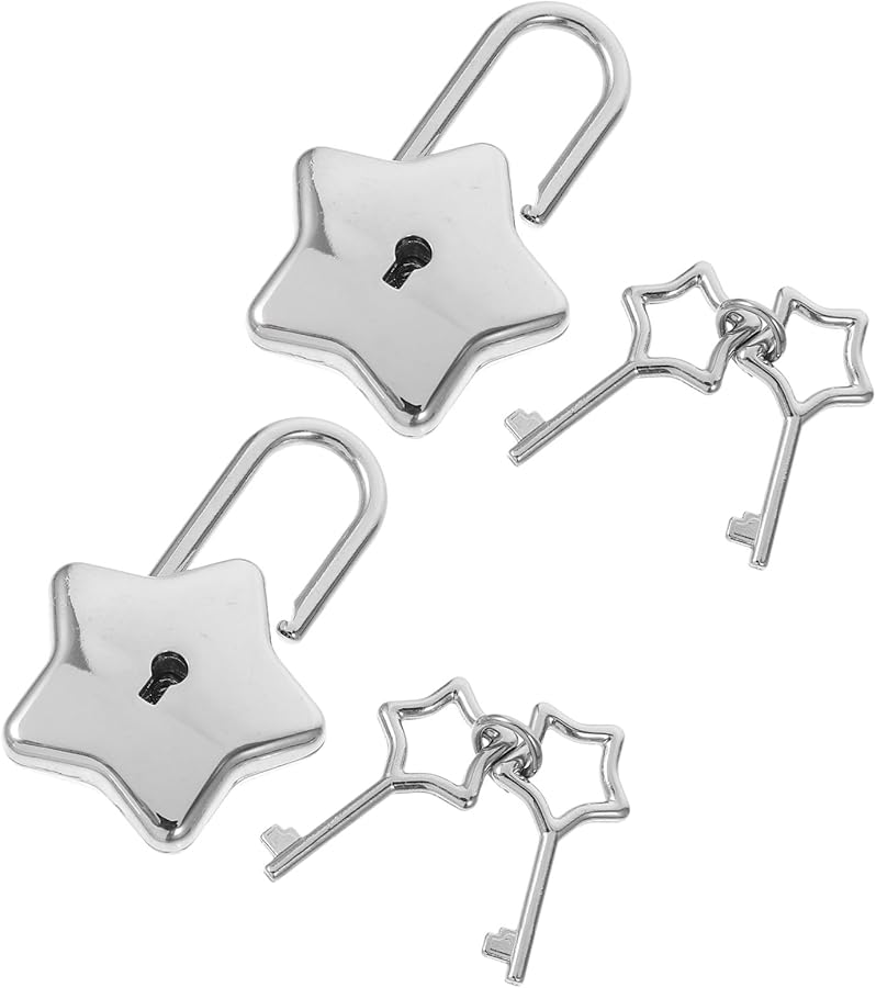 Artibetter 2 Pack Star Shape Padlocks with Keys for Jewelry Box Cabinet Travel Diary Decorative - Image 1