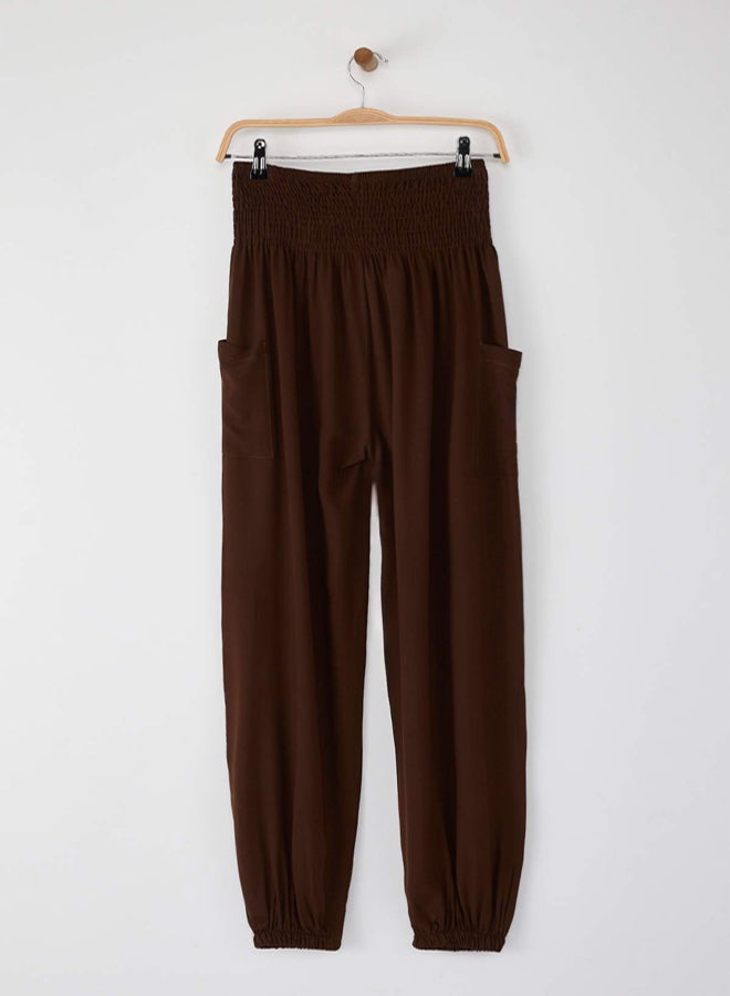 trendyol Brown Elasticated Leg Shalwar Form Woven Trousers - Image 1