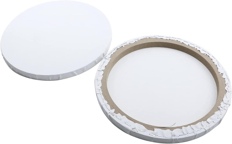 Al Raied ARS® Round Canvas Boards for Painting, 4 Pack White 30 cm Canvas and Hardboard Panels for Acrylic, Oil, Crafts, Kids and Adults Art - Image 2