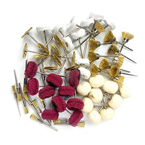 PHYHOO Brass Abrasive Wheel Buffing Polishing Wheels for Drill, Wire Brushes, Wool Buff, Rotary Tool Accessories, Fit 3mm Collet - Image 2