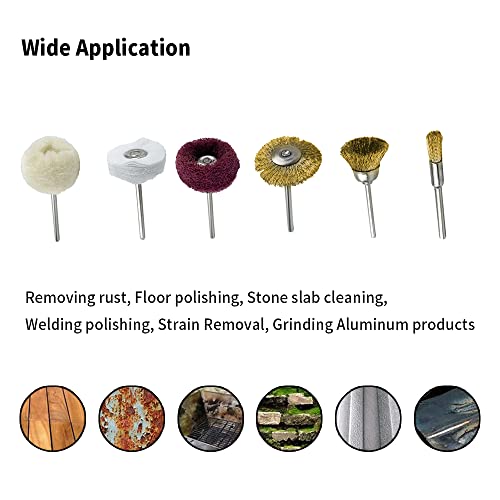 PHYHOO Brass Abrasive Wheel Buffing Polishing Wheels for Drill, Wire Brushes, Wool Buff, Rotary Tool Accessories, Fit 3mm Collet - Image 5