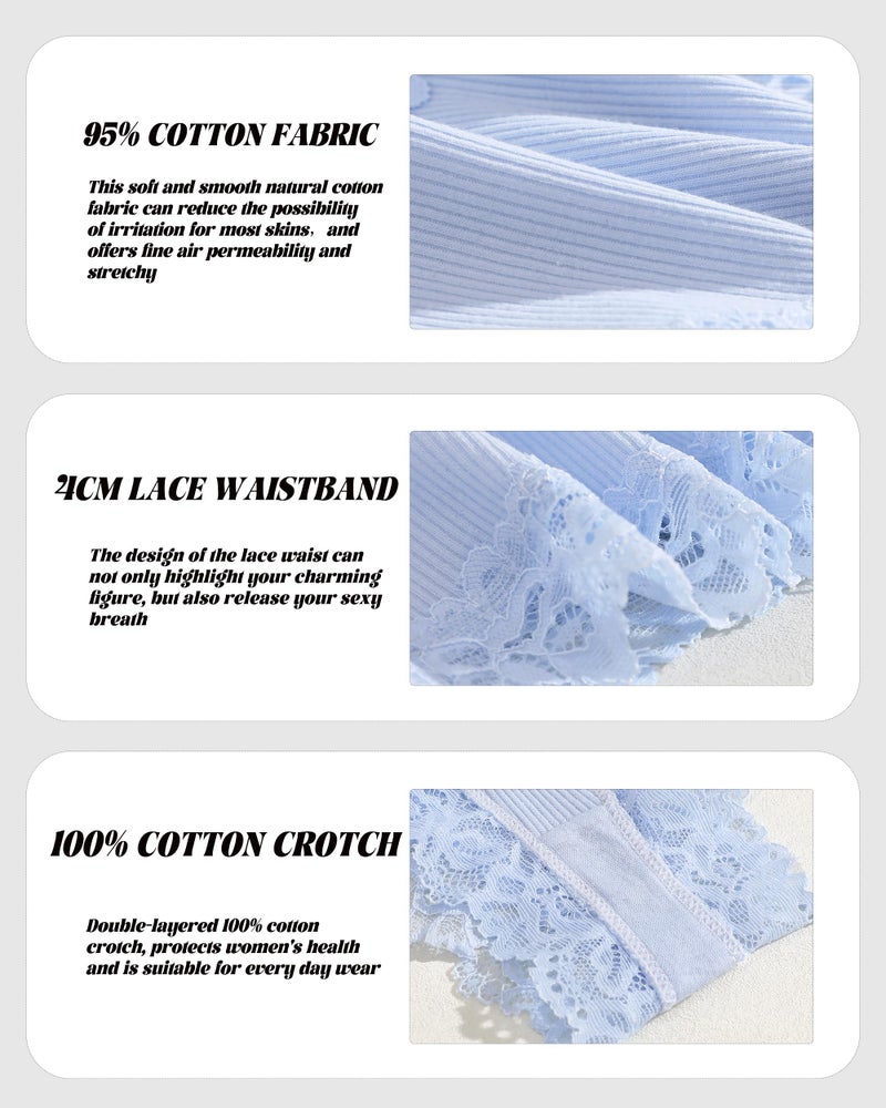 Sth Big Womens Cotton Underwear Sexy Lace Brazilian Panties Soft Breathable Cotton Bikini for Ladies 6 Pack(6D,Medium) - Image 4