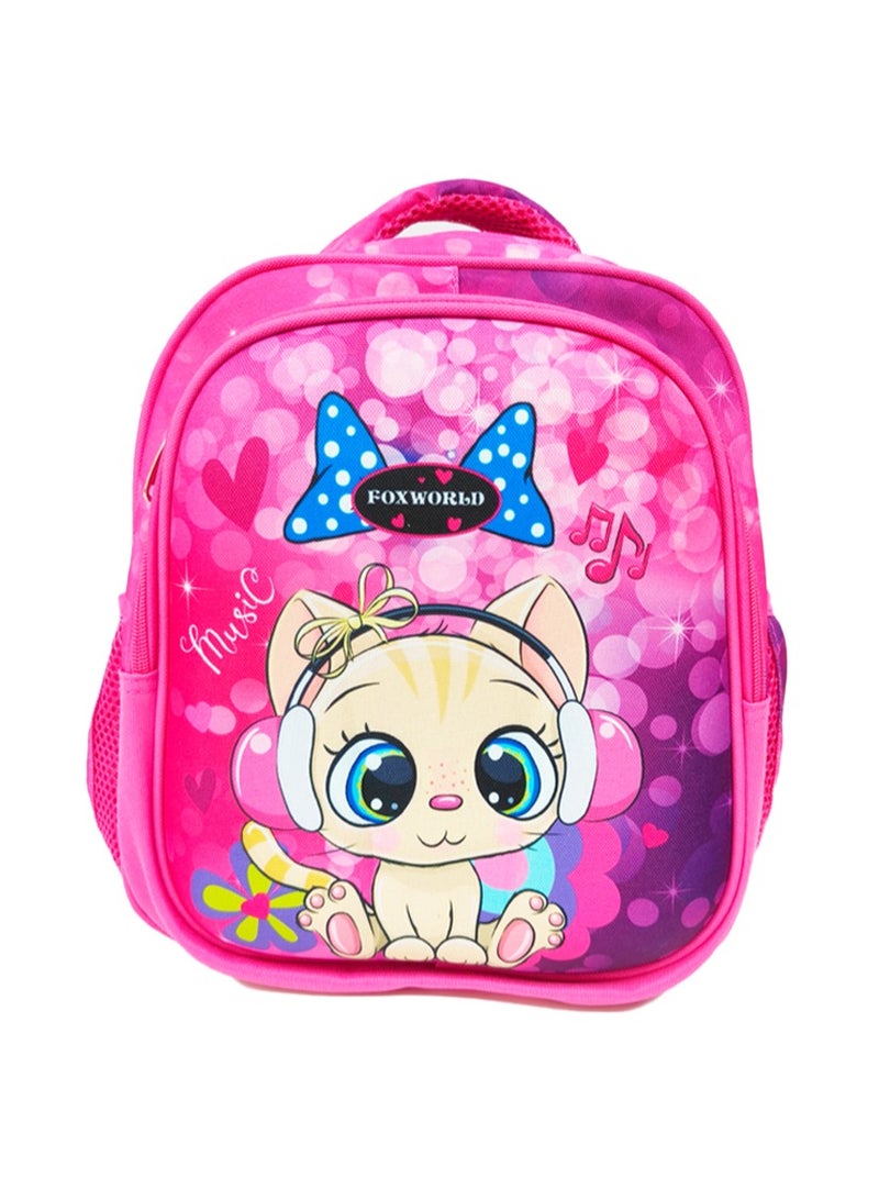 MASCO 12 Inches Kitten Fox World Printed Girls kindergarten School Bag