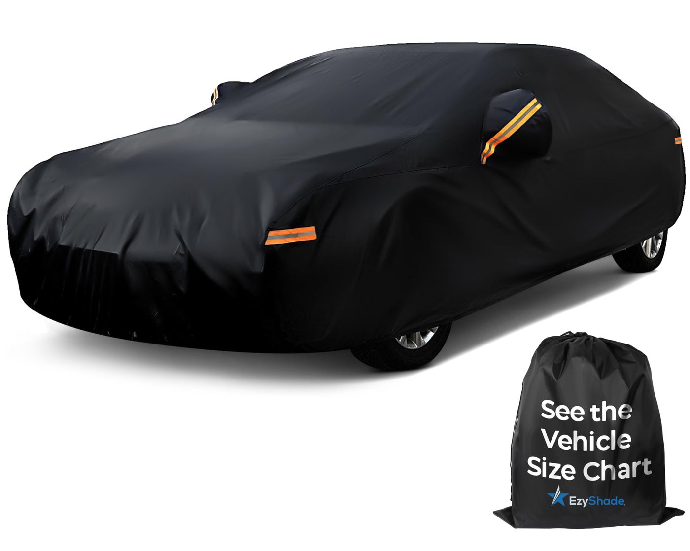 EzyShade 10Layer Car Cover Waterproof All Weather See Vehicle SizeChart for Accurate Fit Outdoor Full Exterior Covers for Automobiles Sedan Hatch Rain Sun Snow Black Size A5 See SizeChart