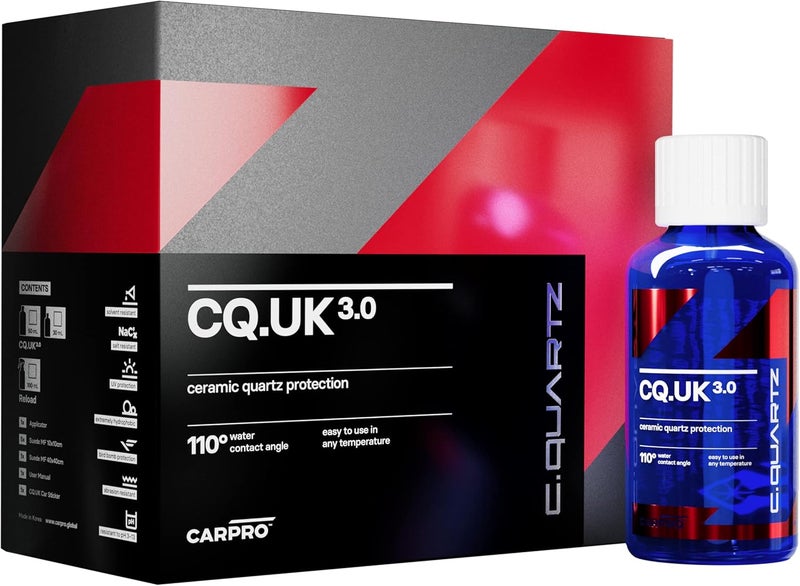 CarPro CQUARTZ UK 3.0 - Ceramic Coating for Cars, Quartz Based Nanotechnology, Bonds to Paint, Glass, Metal and Plastic - (30ml Kit) - Image 1