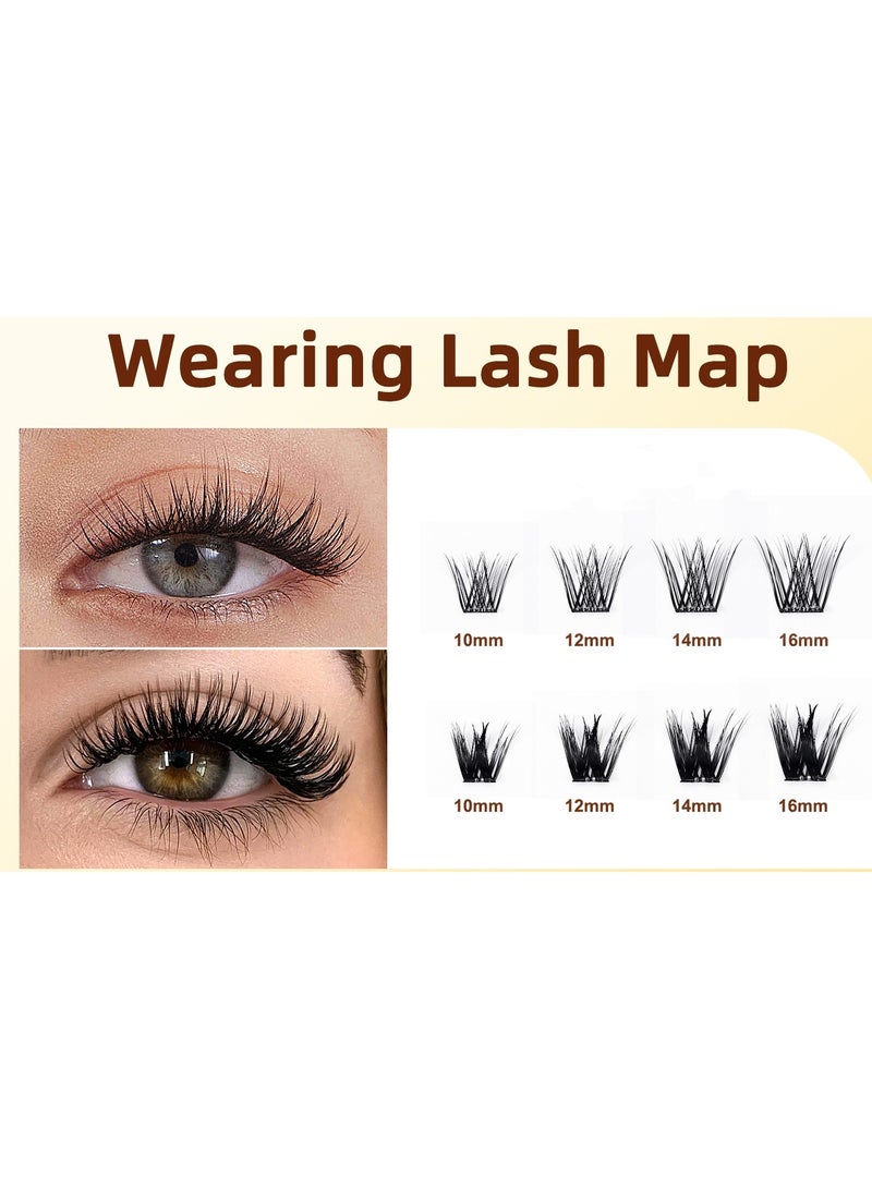 Moonstone Creations Self Adhesive Lash Clusters Kit Pre Glued Eyelashes No Glue Needed Press On Lashes DIY Eyelash Extensions Natural Wispy Reusable False Lashes 10-16mm with Tweezers - Image 2