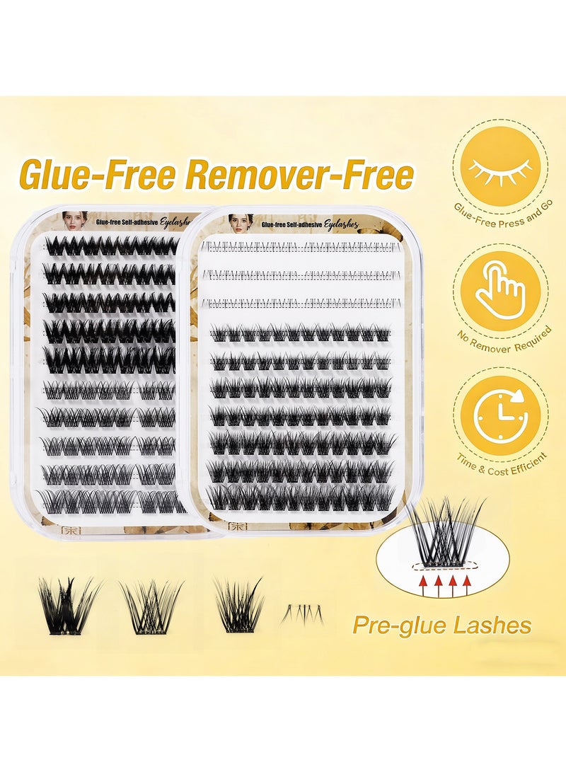 Moonstone Creations Self Adhesive Lash Clusters Kit Pre Glued Eyelashes No Glue Needed Press On Lashes DIY Eyelash Extensions Natural Wispy Reusable False Lashes 10-16mm with Tweezers - Image 4