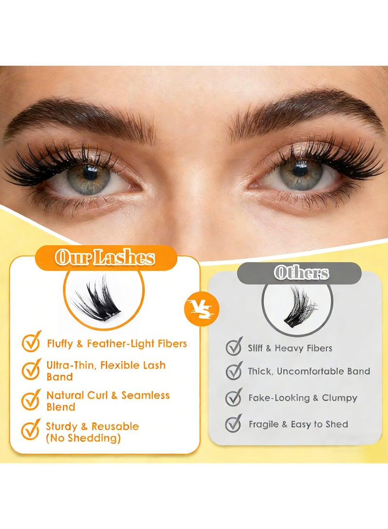 Moonstone Creations Self Adhesive Lash Clusters Kit Pre Glued Eyelashes No Glue Needed Press On Lashes DIY Eyelash Extensions Natural Wispy Reusable False Lashes 10-16mm with Tweezers - Image 5