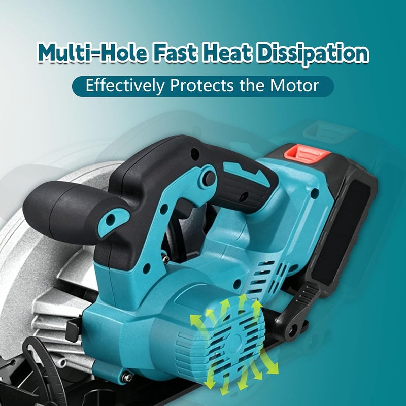 Cordless Circular Saw 7-1/4" with 2pcs 21v Battery, 4500RPM Electric Circular Saw with Blade, 0-45° Bevel Cutting, Max 2-1/4" Depth for Wood-Blue - Image 4