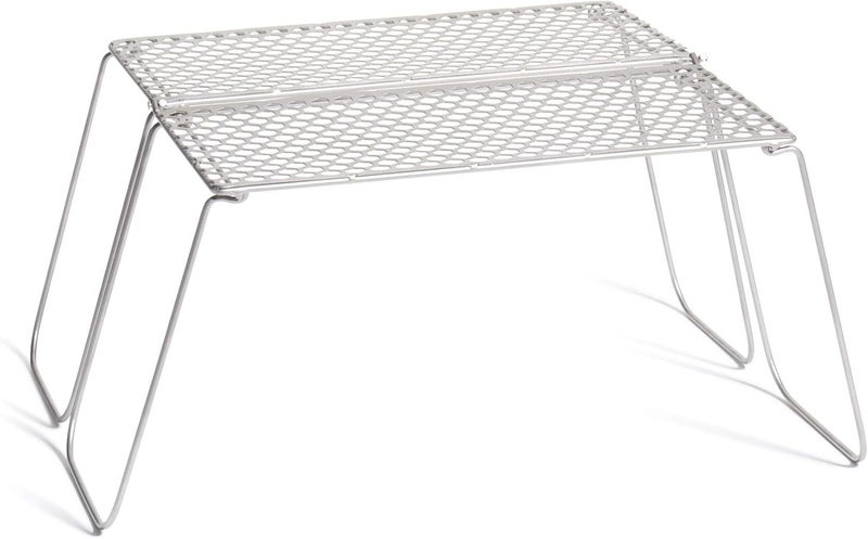 Vargo Titanium Bifold Foldable Campfire Grill - Portable Titanium Grill Surface with Legs - 60+ Square Inch Cooking Surface for Backpackers and Campers - Image 1