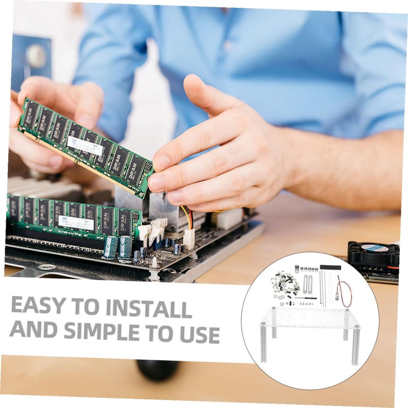 حامل علبة الكمبيوتر المفتوحة للهواء للوحة الأم MATX، حامل مكتبي شفاف بتصميم مدمج - Image 5