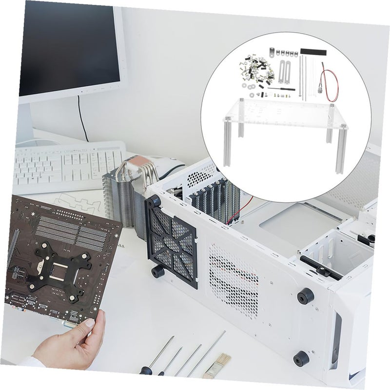 حامل علبة الكمبيوتر المفتوحة للهواء للوحة الأم MATX، حامل مكتبي شفاف بتصميم مدمج - Image 4