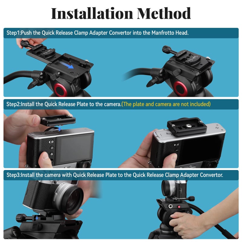 Haoge CP-MA90 Quick Release Plate QR Clamp Adapter Convertor for Select Manfrotto Tripod Fluid Video Head to Arca-Swiss Compatible, Fit 501PL / Q5 / 504PLONG / 500PLONG Heads - Image 4