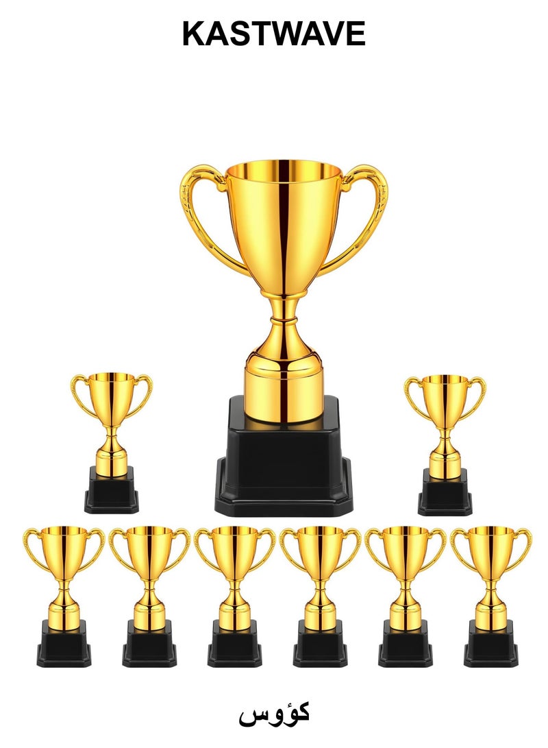 KASTWAVE 7 Inch Gold Trophies for Kids, 9 Pcs Trophy Awar Plastic Football Awards and Trophies Cu Funny Trophy for Brings Joy and Recognition Party - Image 1