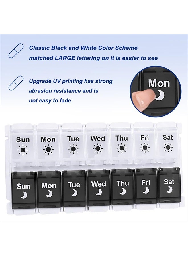 HRX Package Large Pill Organizer 2 Times a Day, Push Button Weekly Medicine Box Vitamin Cases for 7 Day AM PM - Image 4