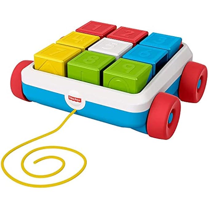PULL-ALONG ACTIVITY BLOCKS, TOY WAGON FOR BABIES GJW10 - Image 1