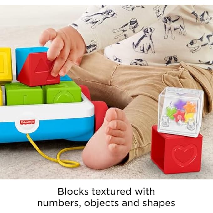 PULL-ALONG ACTIVITY BLOCKS, TOY WAGON FOR BABIES GJW10 - Image 5