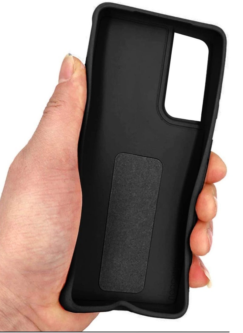 Raxoom Premium Quality Silicone Slim PU Leather Kick Back Stand Grip Case Cover with Enhanced Protection of Wrist Strap Hand Band Cover Case for Samsung Galaxy S22 5G (S22 Black) - Image 5