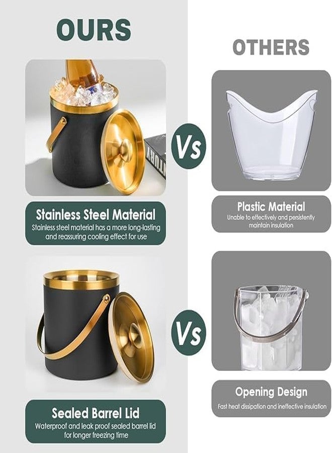 Arcanine دلو ثلج عصري معزول من أركانين، مزود بغطاء سيليكون، ومغرفة، ومصفاة، ودلو ثلج مزدوج الجدار من الفولاذ المقاوم للصدأ، مثالي للحفلات وبارات الكوكتيل، وهدية رائعة. (1.5 لتر) - Image 4