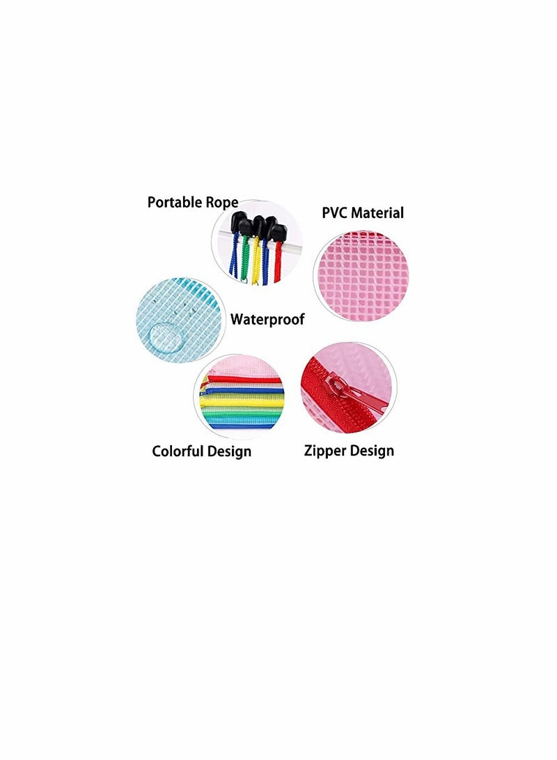 KASTWAVE 10Pcs Zipper File Bags, Zipper Pouch, PVC Document Bag Zipper Folders Document Pouch Receipts Organizer for Office School Home Travel, 13.4 x 9.4 Inches - Image 3