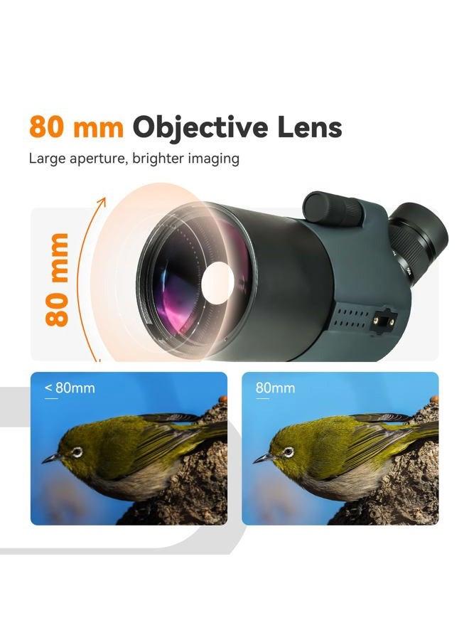 SVBONY SV41Pro Mini MAK Spotting Scope with Finderscope, 28-84x80mm Travel Telescope, Mak Telescopes for Adults, 800mm Focal Length, Maksutov Spotter Scope for Planet Moon Visual, Daily Observation - Image 2