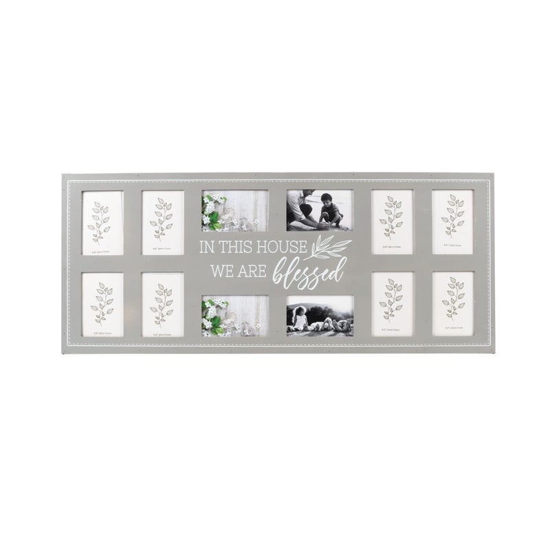 Prinz 12Opening 36 X 155 Blessed Wall Decor Collage Picture Frame Displays Twelve 4x6 Photos Gray