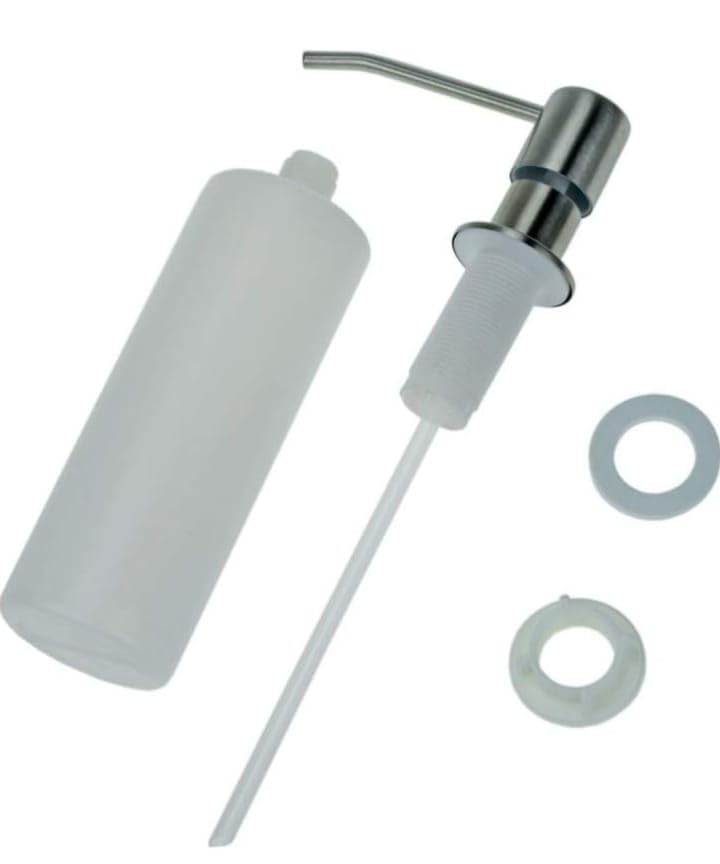 NISHWARE Kitchen Sink Soap Dispenser, Top Refill Built-in Countertop S.S Steel Dispenser Pump with 360 Degree Rotating Head and 300ml Soap Bottle (Dispenser Pump with Bottle), Alloy Steel - Image 2