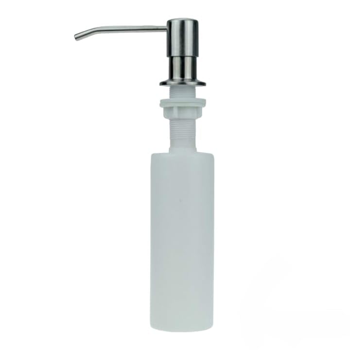 NISHWARE Kitchen Sink Soap Dispenser, Top Refill Built-in Countertop S.S Steel Dispenser Pump with 360 Degree Rotating Head and 300ml Soap Bottle (Dispenser Pump with Bottle), Alloy Steel - Image 1
