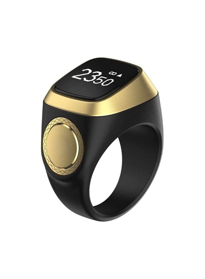REBENUO Smart Tasbih Zikr lite Ring, Muslim Prayer, Prayer timing reminder, OLED display Tasbih Counter, Smart Ring, Waterproof- Black 22mm. - Image 1