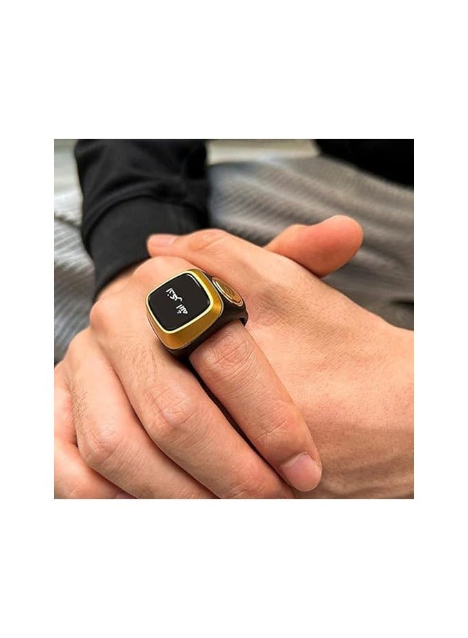 REBENUO Smart Tasbih Zikr lite Ring, Muslim Prayer, Prayer timing reminder, OLED display Tasbih Counter, Smart Ring, Waterproof- Black 22mm. - Image 3