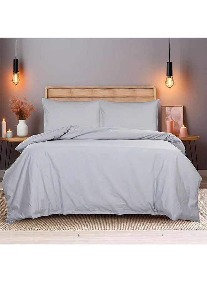 DANUBE HOME Danube Home Pearl & Coal King Fitted Sheet Set Grey180x200+30 cm & 50x75cm | 100% Cotton Satin-800 Thread Count Bedding Set For Bedroom
