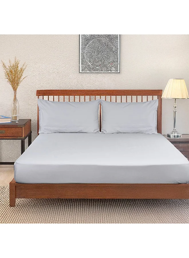 DANUBE HOME Danube Home Pearl & Coal King Fitted Sheet Set Grey180x200+30 cm & 50x75cm | 100% Cotton Satin-800 Thread Count Bedding Set For Bedroom