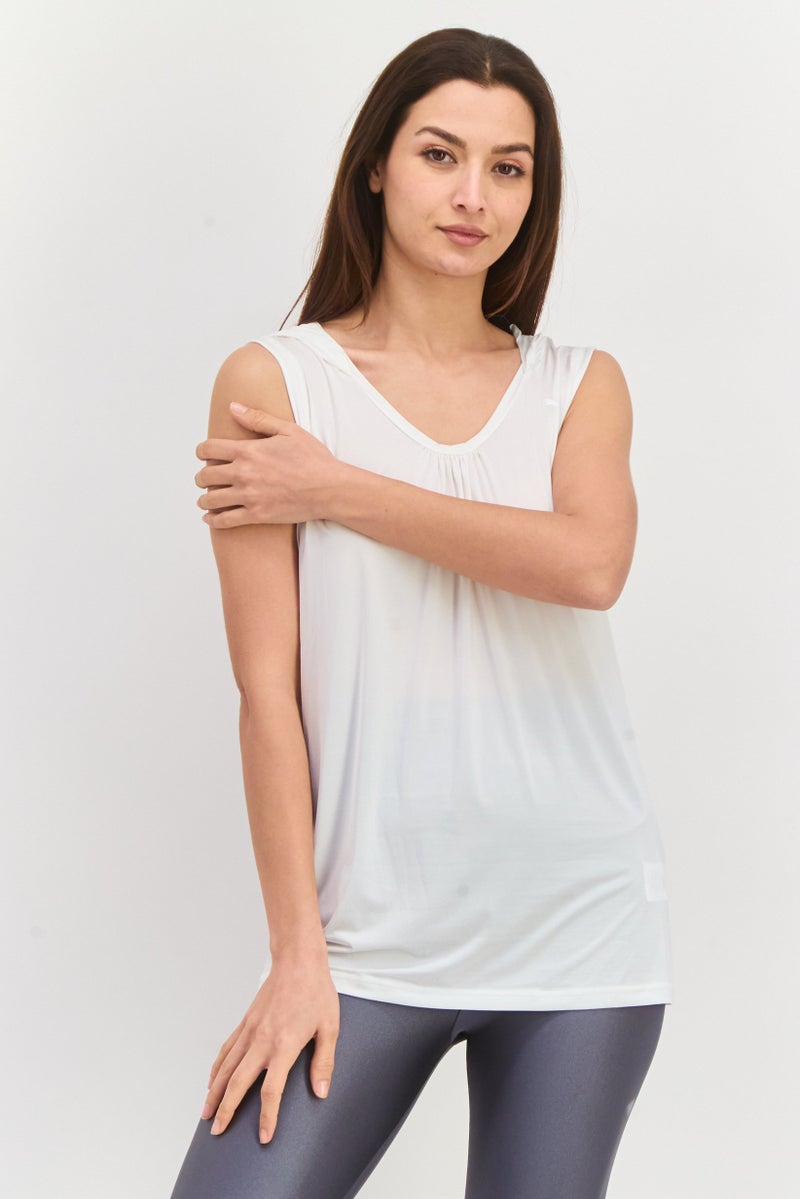 PUMA Women Sportswear Fit Sleeveless Hooded Outdoor Top, White  - Image 1