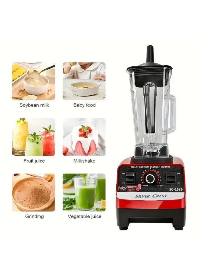 SILVER CREST Blender and Food Processor SILVER CREST 4500W High Speed Heavy Duty Commercial Mixer Grinder for Grinding Fruit Juice Smoothies and Baby Food Model SC-1589 Red - Image 2
