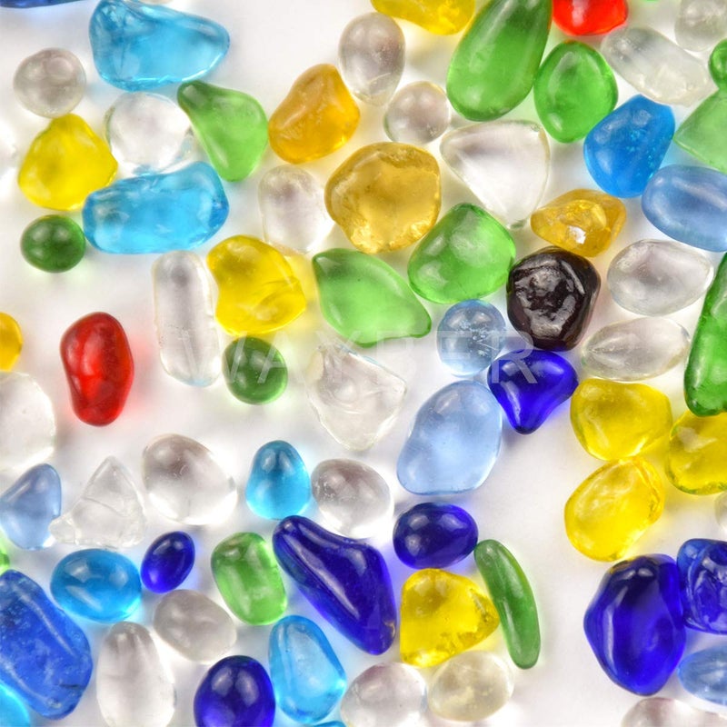 Wayber Rainbow Glass Stones, 1Lb/460g Irregular Sea Glass Pebbles Non-Toxic Artificial Crystal Stones for Handmade Artwork/Vase Filler/Terrarium Flowerpot Aquarium Turtle Tank Decoration, Multicolored - Image 5