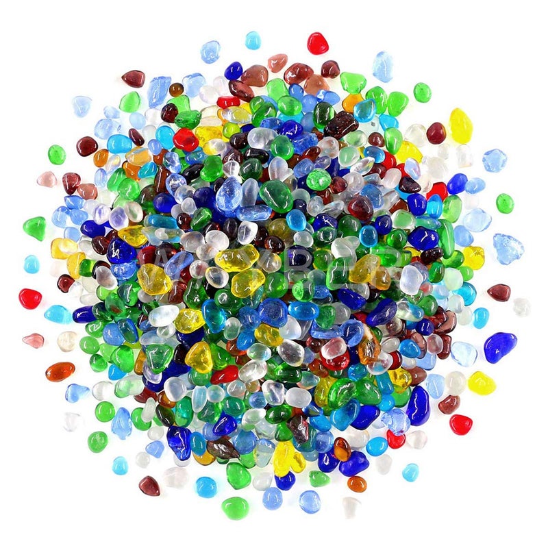 Wayber Rainbow Glass Stones, 1Lb/460g Irregular Sea Glass Pebbles Non-Toxic Artificial Crystal Stones for Handmade Artwork/Vase Filler/Terrarium Flowerpot Aquarium Turtle Tank Decoration, Multicolored - Image 1
