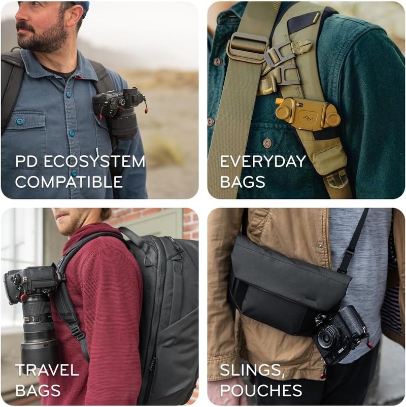 Peak Design مشبك كاميرا كابتشر V3، أزرق مع لوحة، يحمل كاميرات DSLR، وكاميرات مدمجة ونقطة وتصوير، آمن، مستقر وسهل الوصول، يتصل بالأحزمة والأحزمة، إطلاق سريع، سعة 200 رطل - Image 3