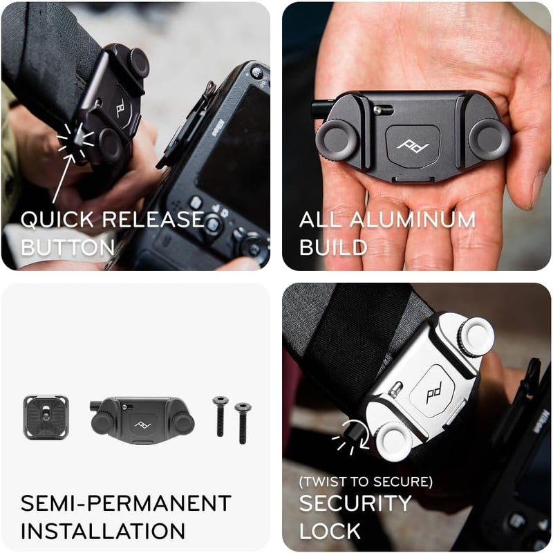 Peak Design مشبك كاميرا كابتشر V3، أزرق مع لوحة، يحمل كاميرات DSLR، وكاميرات مدمجة ونقطة وتصوير، آمن، مستقر وسهل الوصول، يتصل بالأحزمة والأحزمة، إطلاق سريع، سعة 200 رطل - Image 4