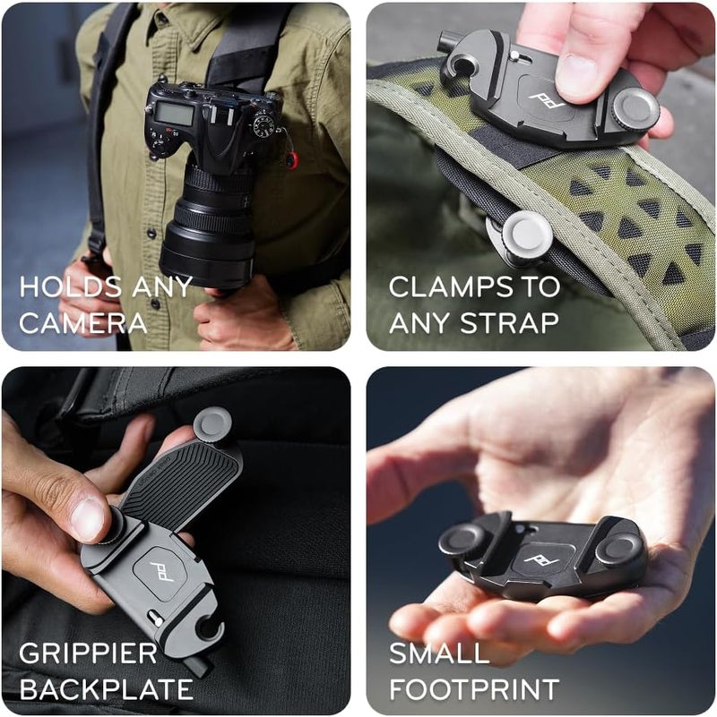 Peak Design مشبك كاميرا كابتشر V3، أزرق مع لوحة، يحمل كاميرات DSLR، وكاميرات مدمجة ونقطة وتصوير، آمن، مستقر وسهل الوصول، يتصل بالأحزمة والأحزمة، إطلاق سريع، سعة 200 رطل - Image 1