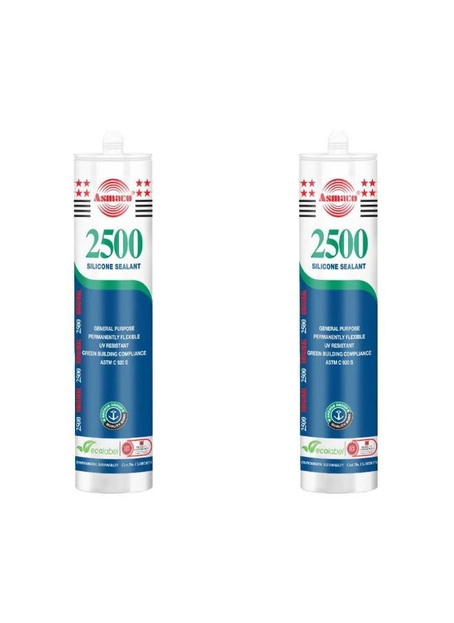 Asmaco - Asmaco 2500 Silicone Sealant - Black - 280 Ml - Set of 02 - Image 1