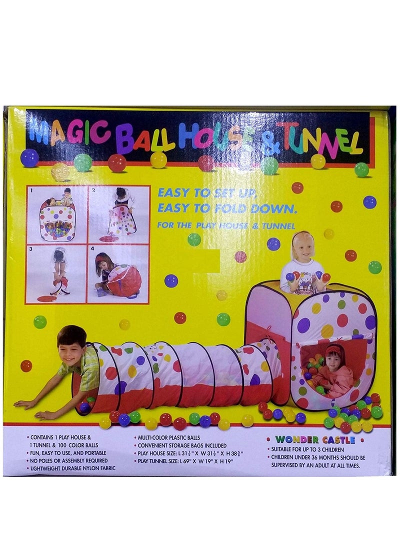 null - Foldable 2 in 1 Magic Tent with Tunnel and 100 Balls The Ultimate Ball House Adventure Made in Taiwan - Image 1
