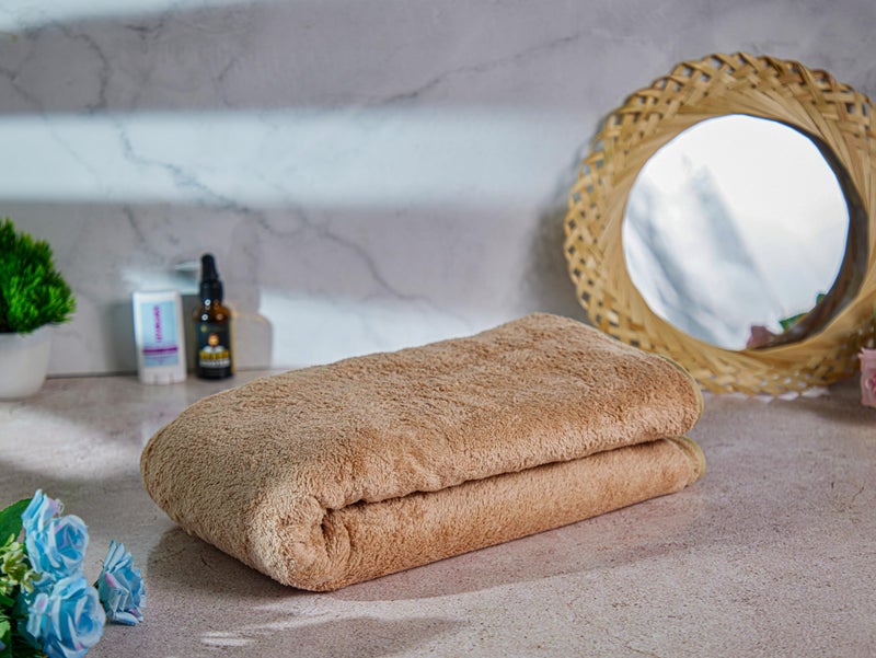 Fezora®Large Bath Towels for Men & Women | Microfiber Bath Towel | Soft, Absorbent, Quick-Dry Towel(Beige) - Image 4