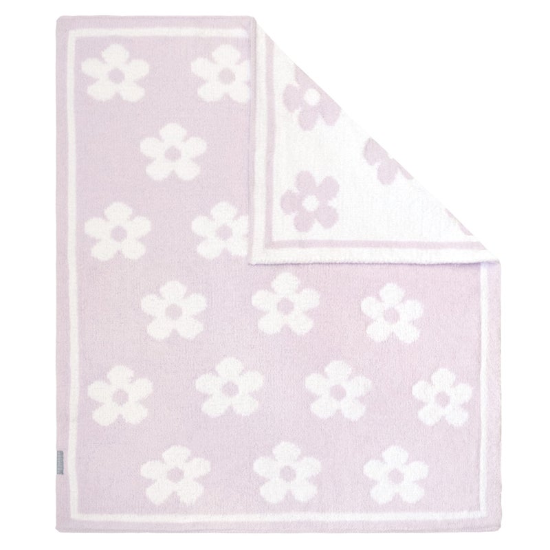 Living Textiles Chenille Baby Blanket - Purple Flower Ultra Soft, Thick, and Versatile | Warm Blanket for Newborns, Throw Blanket for Crib, Stroller Cover | Perfect Baby Gift 75 x 85 cm - Image 1