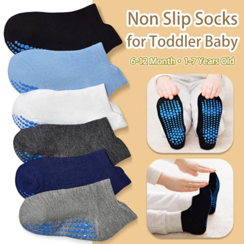 جوارب HYCLES للأطفال مضادة للانزلاق، جوارب مضادة للانزلاق للأطفال الصغار مضادة للانزلاق مناسبة للأولاد والبنات في سن 7 سنوات - Image 2